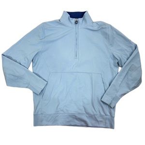 B Draddy Russel light blue quarter zip kangaroo pouch long sleeve. M